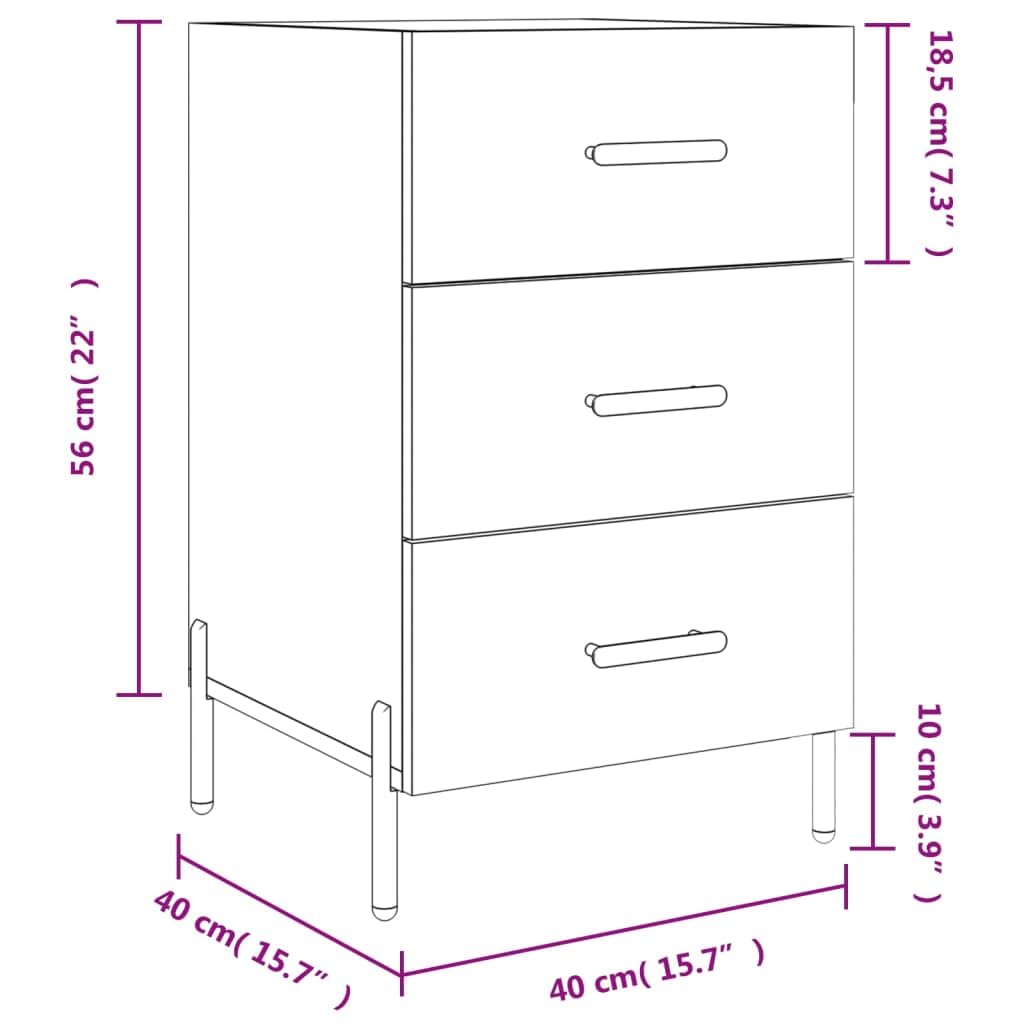 Comodino bianco in legno multistrato con piedini in ferro 40x40x66 cm, mobiletto moderno con cassetto e ripiano, contenitore salvaspazio per camera da letto, soggiorno, ufficio, corridoio