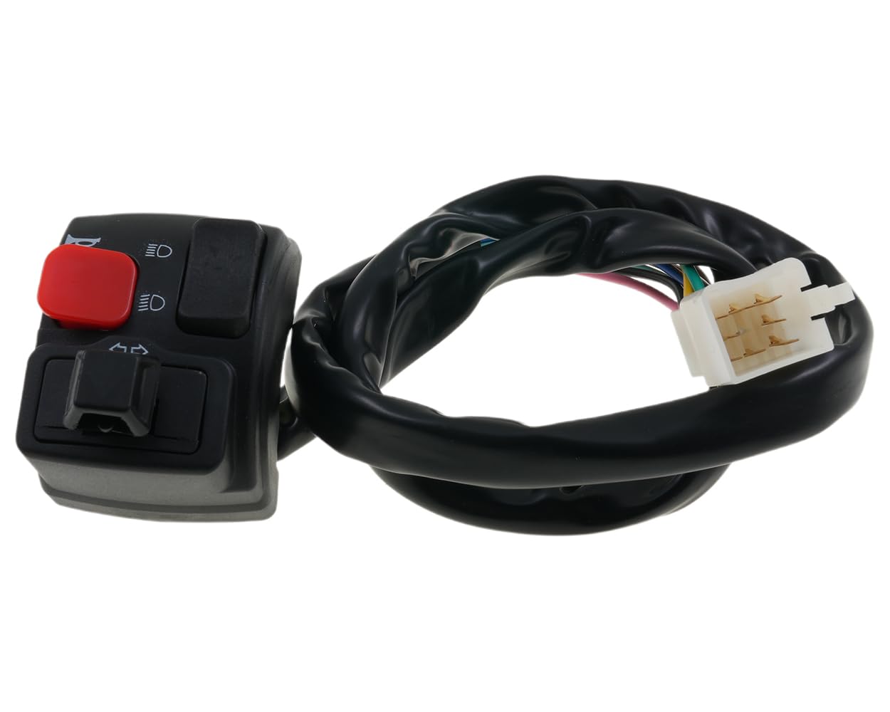 2EXTREME interruptor de manillar izquierdo 8 pines intermitentes/luces/bocina compatible con Derbi Senda, Aprilia RX SX 50 AM6 – unidad de conmutador negra