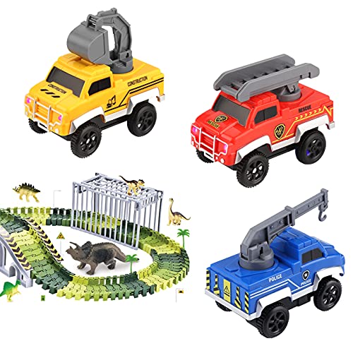 Tracks Cars Replacement only, Toy Cars for Magic Tracks Glow in The Dark, Racing Car Track Accessories with 5 Flashing LED Lights, Compatible with Most Car Tracks for Kids Boys and Girls(3pack)