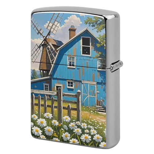 Coque briquet métal Rural Blue Valley étui protection rigide durable vintage