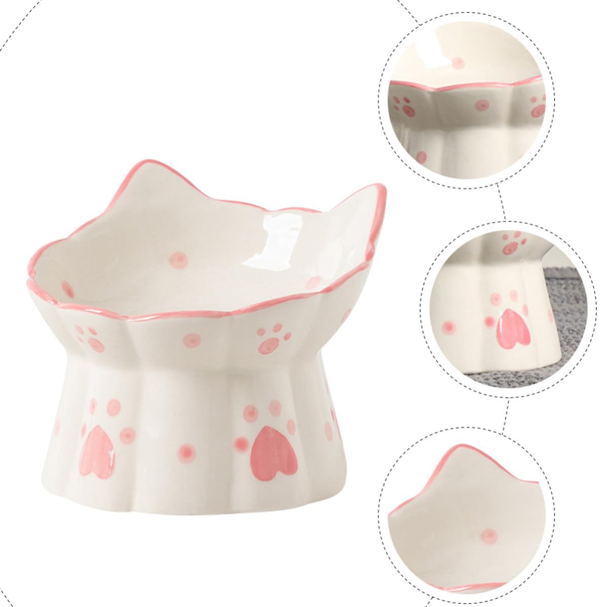 Toddmomy Ciotole per Gatti Rialzate in Ceramica 2 Pezzi Base Antiscivolo e Protezione Collo, Ciotole Stabili e Resistenti per Cibo e Acqua Quotidiana