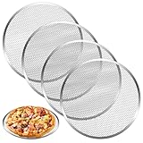 FdcZeyxior 4 Packs Pizza Screen 12 Inch Seamless Seamless Aluminum Alloy Round Pizza Crisper Tray Rack Restaurant-Grade Mesh Baking Screen Pan for Home Kitchen Oven BBQ Baking