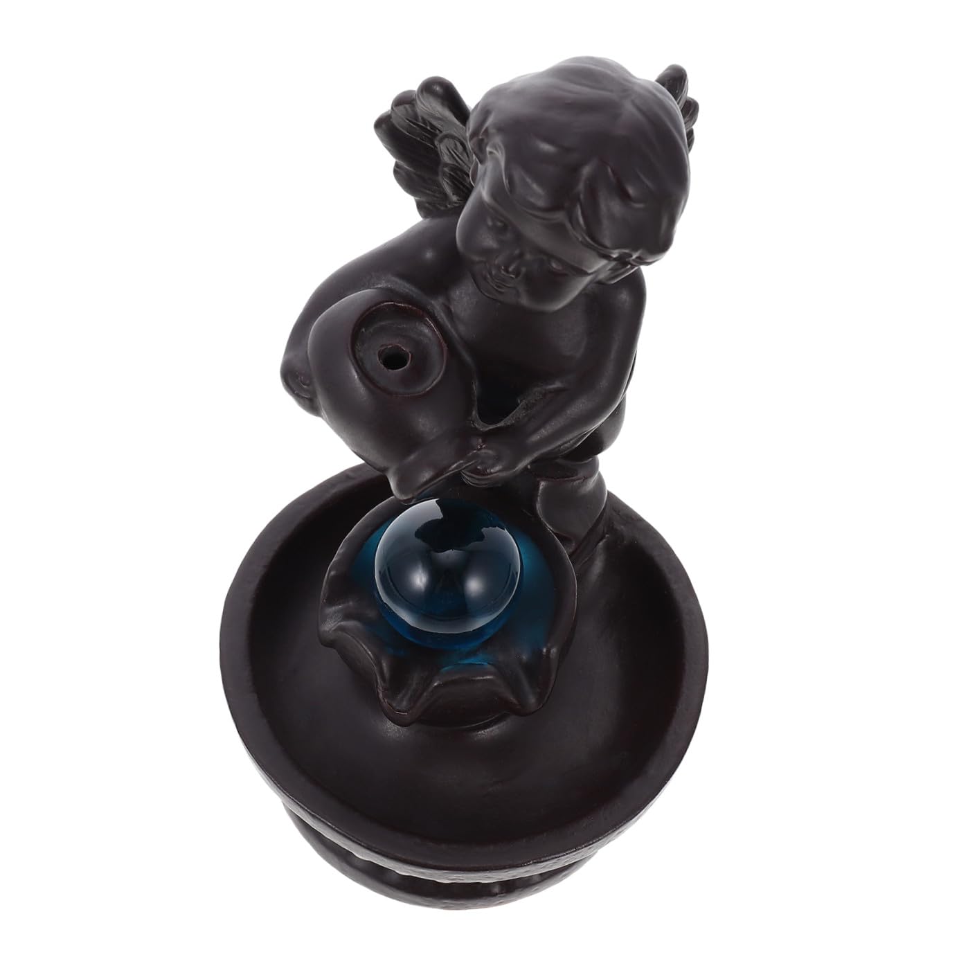 Mikikit Quemador de Incienso de Cerámica Ángel Pequeño, Porta Incienso de Reflujo Artístico para Decoración del Hogar, Accesorio Aromaterapia Adecuado para Meditación y Relajación