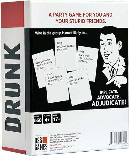 Image of Drunk Stoned or Stupid *Master Edition* | Card Game with 550 Prompt Cards | Who's Most Likely To, 3+ Players, Ages 17+, Adult Game Night, Gifts for Game Lovers, Party Game, Fun Card Game