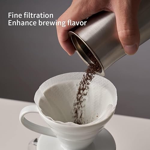 Miniatura 7 de watchget Tamiz de café - Tamiz de café en polvo de acero inoxidable de malla fina de 820.2 ft - Base antideslizante, plateado