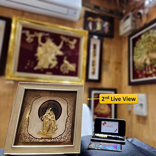 Image of Pk & Pk Jewellers Lord Radha Krishna with Peacock | 24KT Gold Frame | Solid Square Collection | Medium Size [26x26 cm] (For Premium Gift, Temple, Table Decor, Home Decoration)