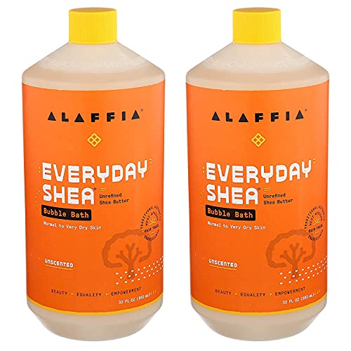 Alaffia Everyday Shea Bubble Bath, Cleanse, Soothe & Moisturize Skin, Made With Fair Trade Shea Butter, Cruelty Free, No Parabens, Vegan, Unscented, 2 Pack – 32 Fl Oz Ea #TOP2