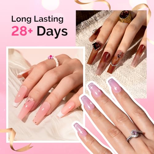 Image of MelodySusie Gel Nail Polish Kit with UV Light P-ART06F- Popular Color Jelly Gel with Builder and Baser &Glossy Top Coat Soak Off Includes Nail Art Tools Nail Art Gift for Women & Girls