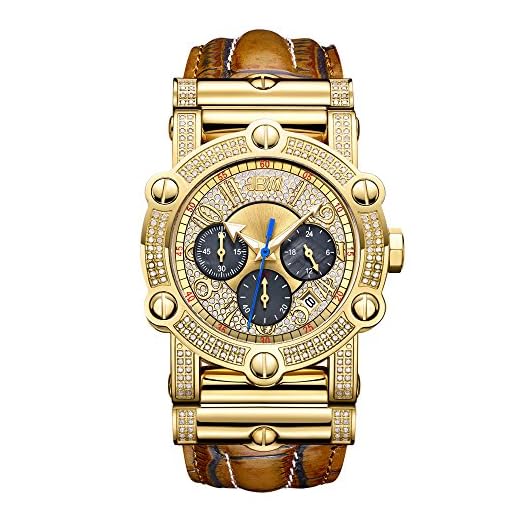 JBW Men's Luxury Phantom 10 Yr JB-6215-10C .98 ctw Diamond Chronograph Watch with Leather Band