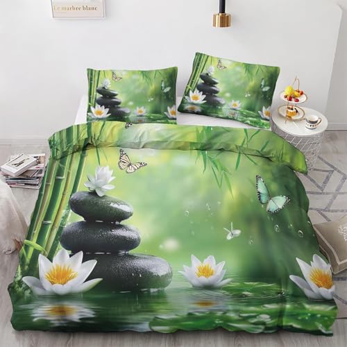 Funda Nordica Cama 105 Zen Ropa de Cama Guijarro Microfibra Suav Funda Edredon 200x200, Funda Nórdica Zen y 2 Funda de Almohada 50x80 cm, e6283