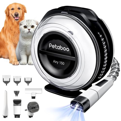 犬 バリカン Petaboo 猫 ペット用バリカン【コードレスペット掃除機、電動バリカン、ブラシなど一台多役】ペットグルーミング掃除機 ペットの毛掃除機 犬 掃除機付きブラシ 猫 掃除機 犬の毛取り 犬 グルーミングキット犬用電動 業務用 猫 抜け毛を自動吸引 犬 猫美容器 犬 足（5 in 1 グルーミング掃除機）