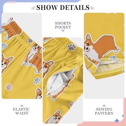 Boys' Pants Orange Corgi Dog Animals Long Bottoms Jogger Pants Elastic Waist Trousers with Pockets S-XL4