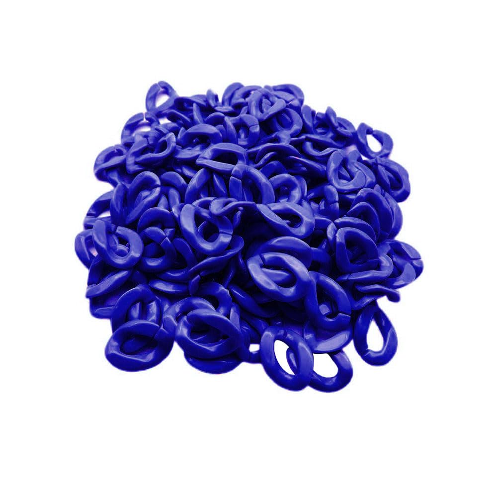 SKYPRO 100Pcs Dark Blue Acrylic Plastic Linking Chain Rings Twist Chain Beads Quick Link Connectors For Diy Necklace Phone Bag Chain Jewelry Making Decorative Accessories