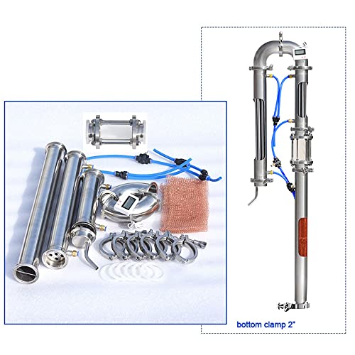 New Tubular distillation tower with sight glass copper mesh 1.5'' 2'' domestic brewing equipment moonshine distiller (2'')