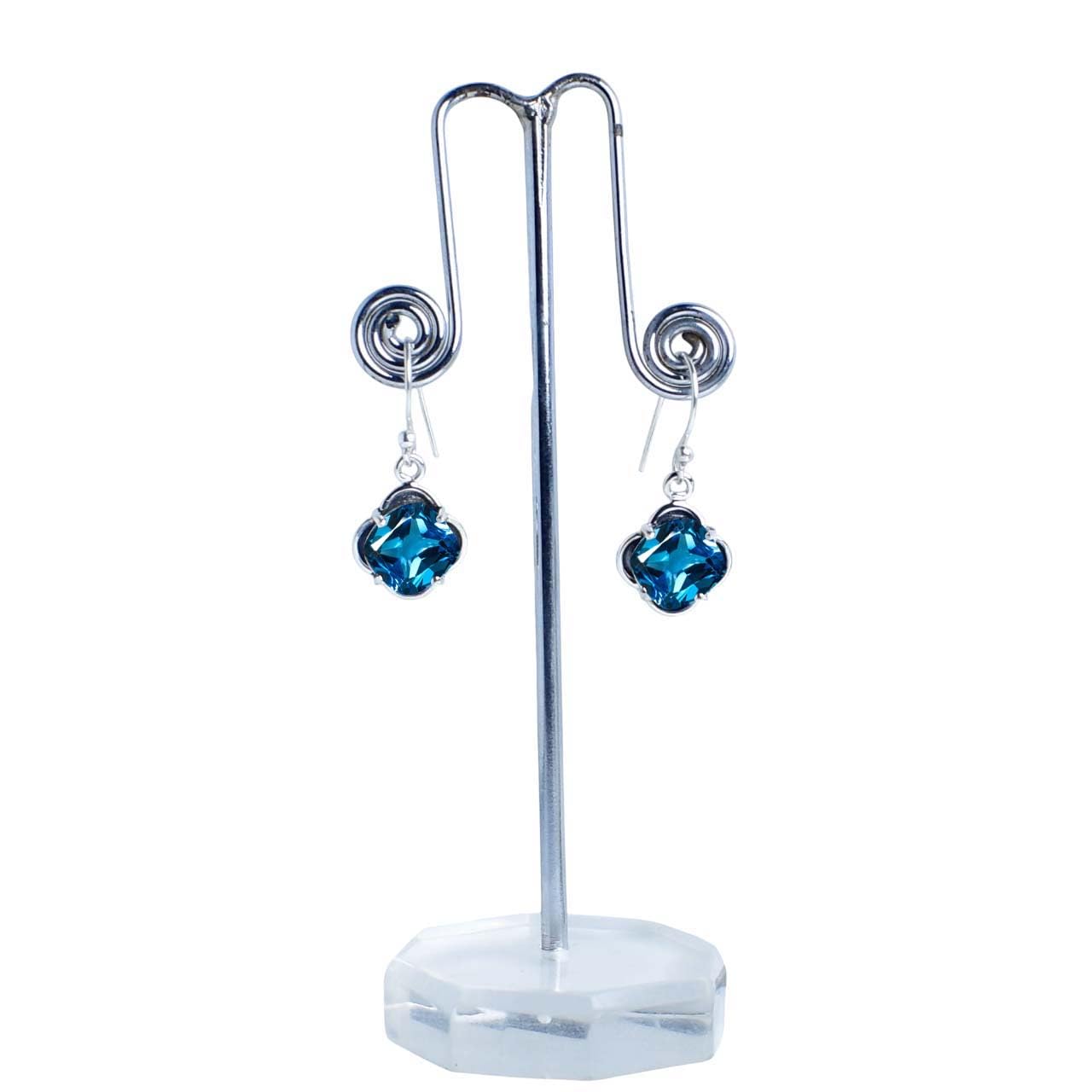 Orecchini Gems Vibes in topazio blu di Londra, in argento sterling 925 per donne, regalo di tutti i giorni, orecchini con pietre preziose fatti a mano, orecchini con gancio in topazio blu.