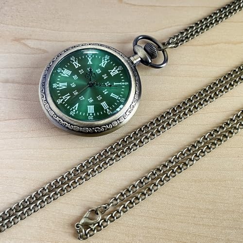 Image of Vintage Quartz Pocket Watches for Men with Chains, Analog Pocket Watch for Women, Gifts for Dad /Grandpa Gifts for Him for Birthday