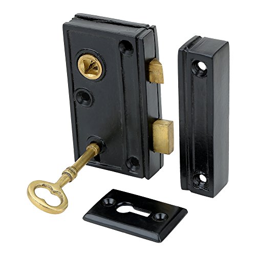 A29 Hardware 1 3/8 Inch Backset Narrow Screen Door Rim Lock, Black Powder
