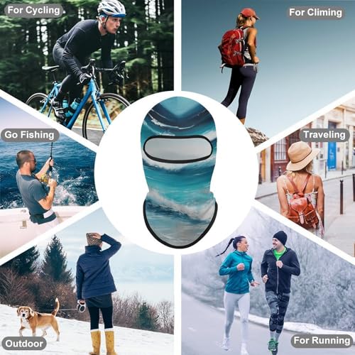 Balaclava para Hombre, Mascarilla para Esquí, Turquesa, Original Seascape, Cubrebocas de Invierno para Ciclismo miniatura 6
