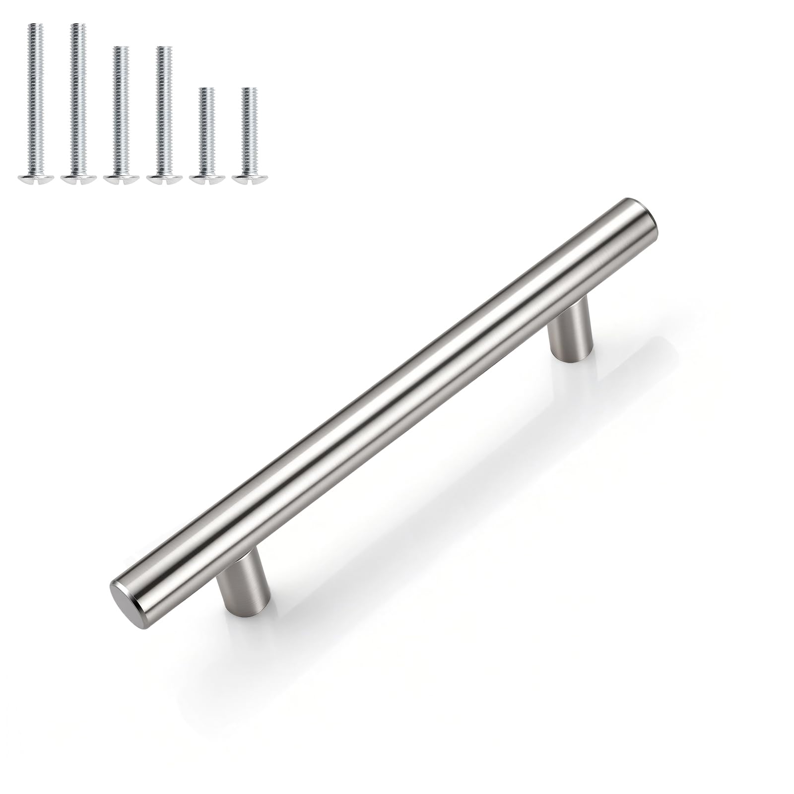 Gobrico 10 Pack 3-3/4 Inch Hole Centers Kitchen Cabinet Handles, Brushed Nickel Cabinet Pulls, Stainless Steel T Bar Dresser Handles for Hardware 6 Inch Overall Length
