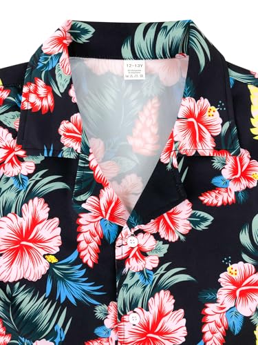 Boys Hawaiian Shirts Casual Summer Short Sleeve Button Down Aloha Dress Beach Tee Tops Kids Hawaii Shirts for 5-14 Years3
