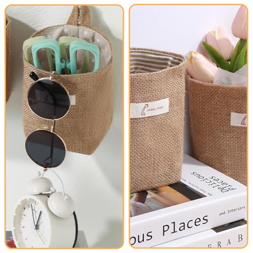 OUDQFCJ 2 pcs Baumwolle Leinen Aufbewahrungstasche, abnehmbar, faltbar, waschbar, hängende Aufbewahrungstasche, Hamper Organizer für Wand, Tür, Zimmer, Badezimmer