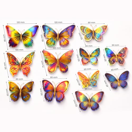 Image of Rangoli 3D Multicolor Butterfly Wall Stickers with Magnet | Removable Self Adhesive Wall Decor for Living Room, Bedroom, Kids Room | Wall & Iron Surface Decoration. Design-22