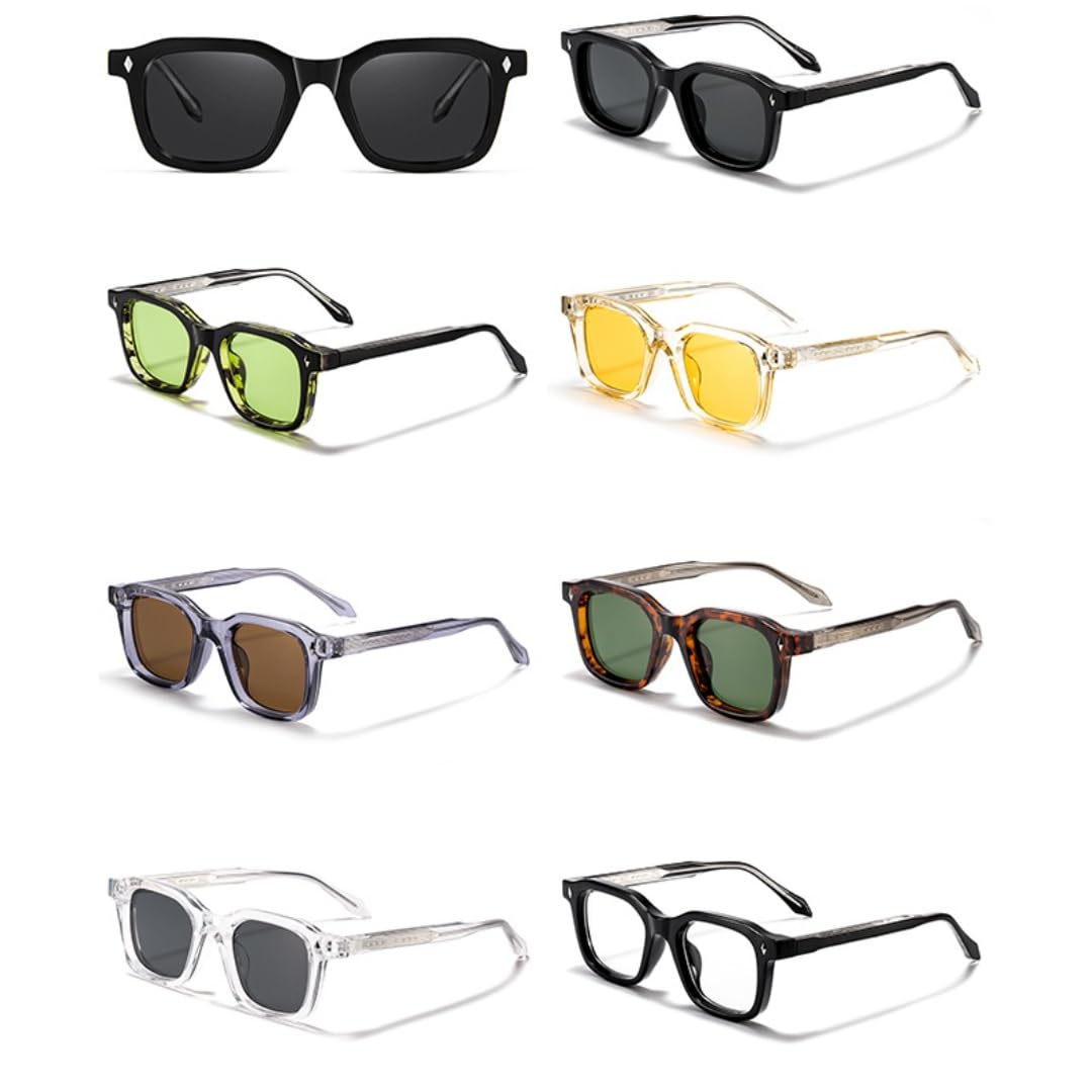 Okulary przeciwsłoneczne męskie Klasyczne kwadratowe oprawki Okulary przeciwsłoneczne UV400 Punkowe końcówki zauszników Design Damskie do noszenia na co dzień Outdoor