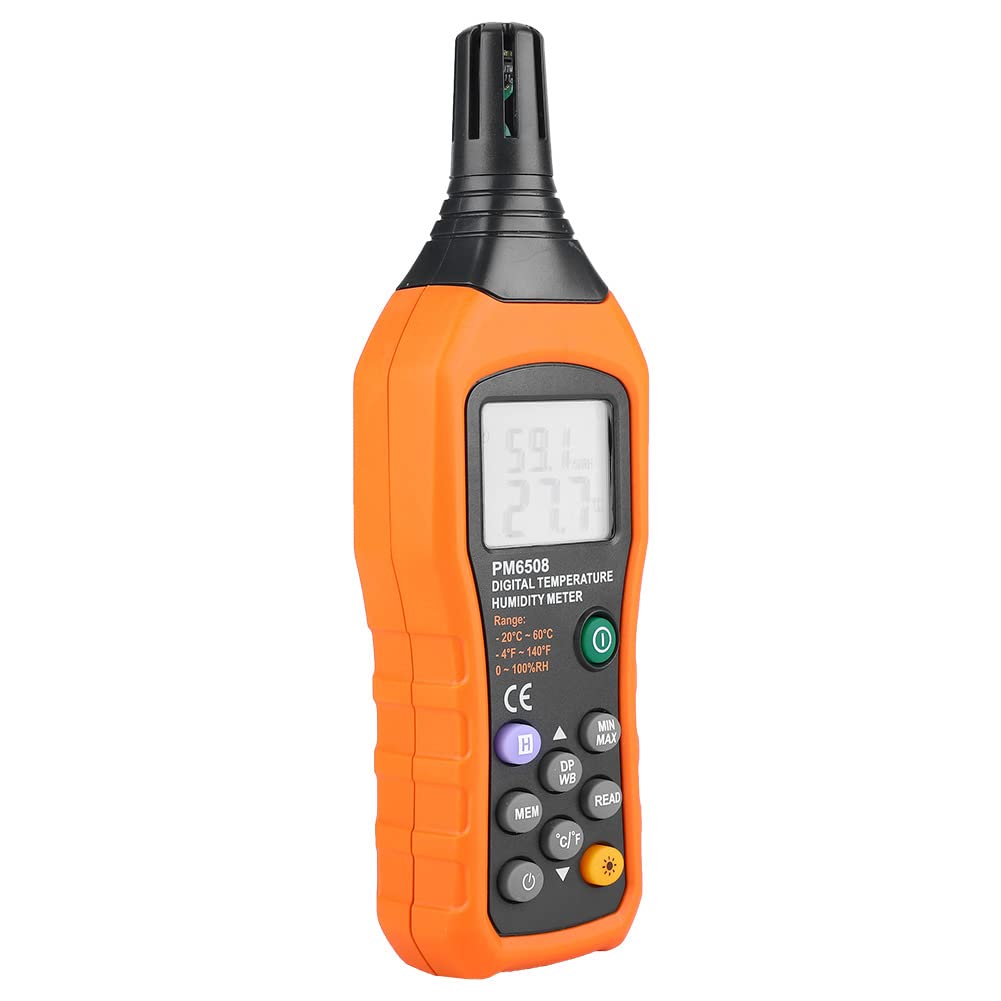 PM6508 Higrómetro termómetro medidor de humedad y temperatura digital LCD de mano de alta precisión para uso doméstico e industrial 7.12.41.1in