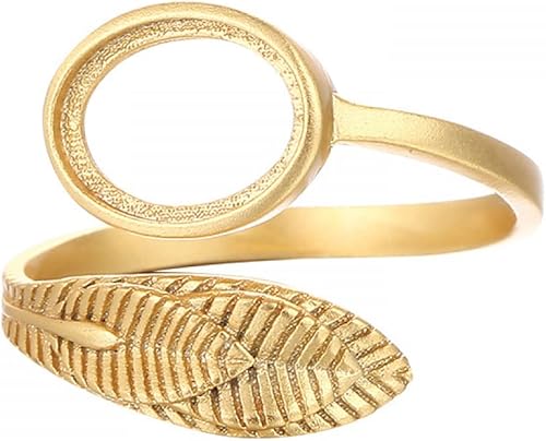 Base de anillo de copa de bisel de hoja de plata de ley 925 para 6 x 87 x 90.315 x 0.394 in, ajuste de montaje de cabujón ovalado, anillo ajustable,