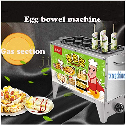 TX® Automatic Gas Commercial 10 Tubes Egg Roll Maker Egg Sausage Hot Dog Roll Maker Egg Hamburger Boiler Frying Machine Omelette Master Gas Omelette Maker (220V/50HZ)