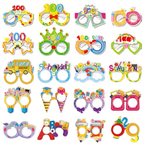 20 Pcs 100 Days of School Glasses for 100 Days Of School Decorations Favors 100 Days of School Costume Dress Up Accessories,100 Glasses for 100th Day of School Party Supplies Celebration Favors