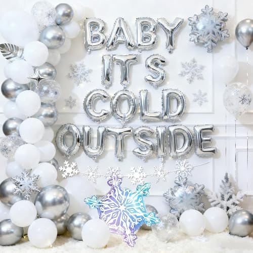 Baby Its Cold Outside Baby Shower Winter Wonderland Baby Shower Decorations Winter Snowflake Balloon Banner Birthday Gender Reveal Party Supplies