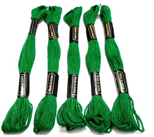 Goelx Skein Embroidery Thread Floss/Jewelry Making Craft Thread Pack of 25 Skeins - Green