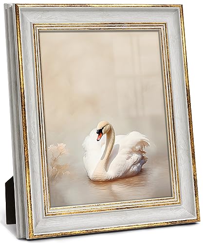 Afuly フォトフレーム 写真立て (白＆ゴールド, A4)