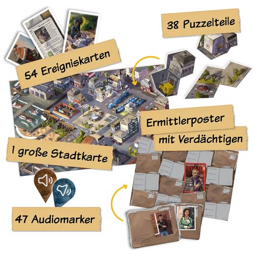 Stadtkrimis Exit Escape Stadtführung Hidden Games Tatort - Krimi-Brettspiel - Wer hat Mr. Reed getötet? Mordfall lösen Spiel | Krimispiel für Erwachsene | spannendes Detektivspiel für zu Hause | Escape Room Spiel ab 14 Jahren | Cold Case