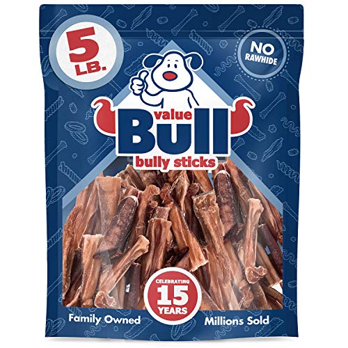 Valuebull Bully Stick Bits Dog Treats, 0-4 Inch, 5 Pounds - All Natural Dog Treats, 100% Beef Pizzles, Single Ingredient Rawhide Alternative #TOP27