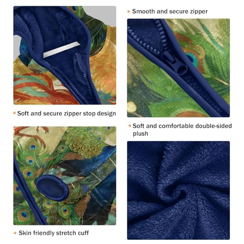 Phoenix and Peacock Artwork Design Toddler Fleece Jacket Girl Boys Hooded Fleece Jacket Coat3