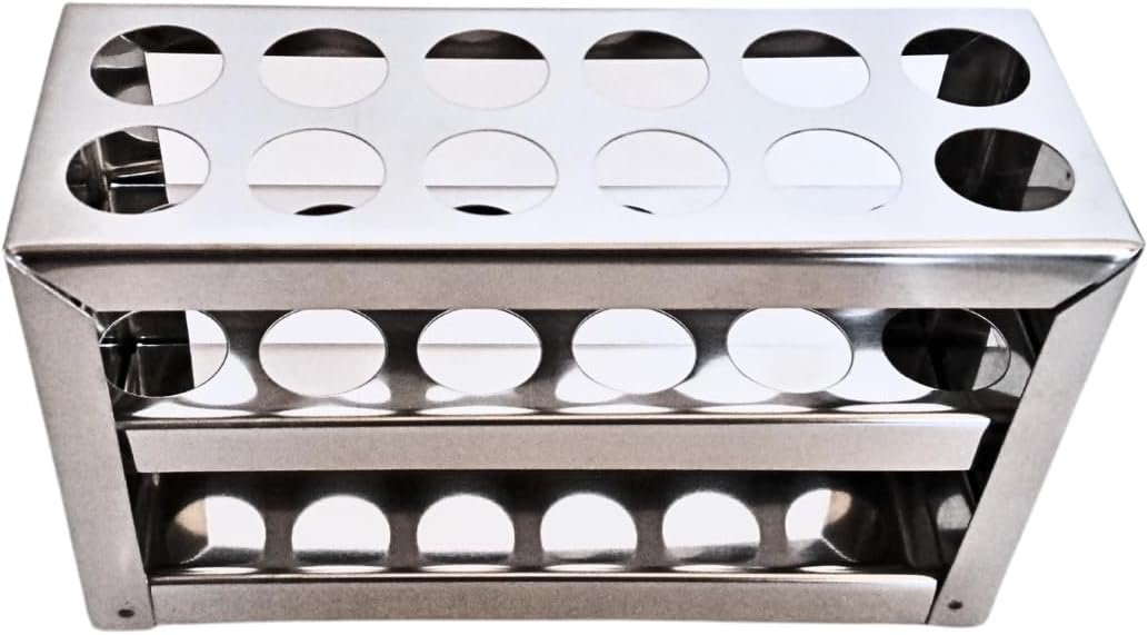 AANIJ® Test Tube Stand Stainless Steel 304 grade, Size 20 mm × 12 Holes Test Tube rack for Laboratory Pack of 1 Durable Metal Test Tube Holder for School, College & Research Labs