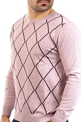 Suéter masculino de malha gola redonda 10418 - Bordô claro M