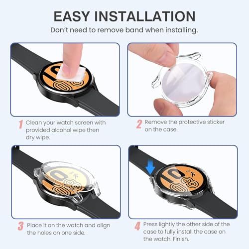 Image of Oiloco Samsung Galaxy Watch 5 2022 /4 2021 Screen Protector Case 44mm Accessories, Protective Face Cover Built-in Tempered Glass Film Bumper Case (44mm, Clear)