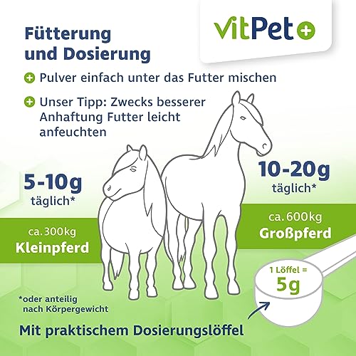 VitPet+ MSM Pferd – Premium MSM Pulver für Pferde im 1,8 kg Eimer inkl. Dosierlöffel (Methylsulfonylmethan- / Schwefel-Pulver für Pferde und Hunde)