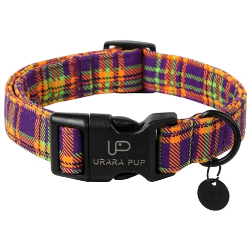 Image of Halloween Dog Collar, Colorful Plaid Dog Collar for Small Dog, Fall & Winter Dog Collar with Lightweight Plastic Buckle, Cute Plaid Pet Collar for Girl Boy Dogs,S,Neck 10-16in