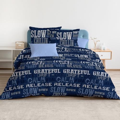 HOMEYA - Juego de Fundas Nórdicas Cama 90 de 3 Piezas - Funda Edredón Poliéster 150x220 con 1 Funda de Almohada 45x70 y Bajera Ajustable 90x190x20, Patrón Moderna de Poliéster Estampado