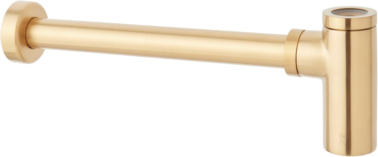 Signature Hardware 954029 1-1/4" x 1-1/4" Contemporary Bottle Trap With Box Flange - Brushed Gold