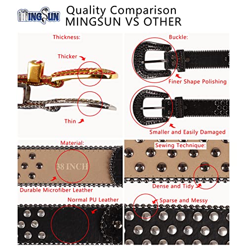 Mingsun Rhinestones Belt For Men Women, Skulls Belts Western Leather Sparkle Shining Diamond Cowgirl Cowboy Studded Belts For Jeans #TOP3