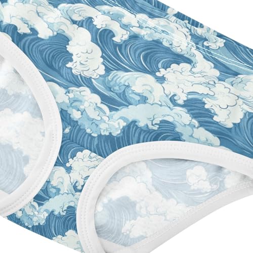 ZZKKO Sea Waves Spray Girls Underwear Toddler Panties for Girls Comfort Brief Size 2T-8Y3