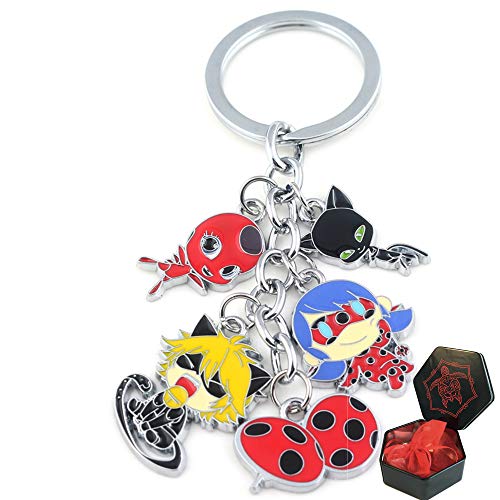 3Dcrafter Ladybug Cat Noir Keychain Charm Pendant Tikki Plagg kwami