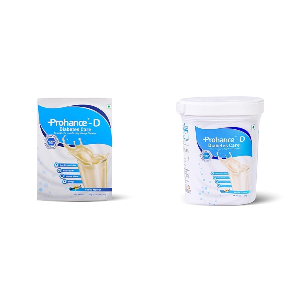 Prohance D Dietary Supplement for Diabetes Management Vanilla, 200 g | Prohance D Diabetic Nutritional Vanilla Drink - 400g | Helps Manage Blood Sugar Levels | Contains