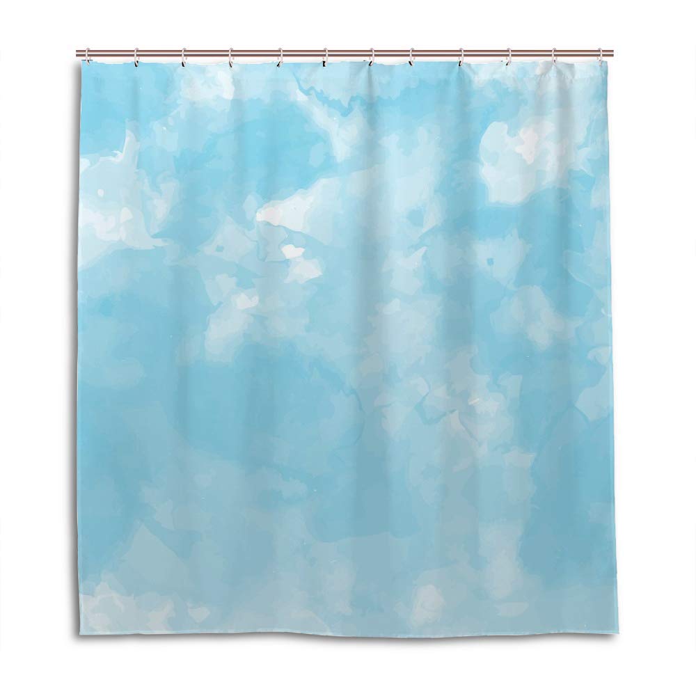Rideau de douche moderne lavable en tissu imperméable bleu turquoise 168x183
