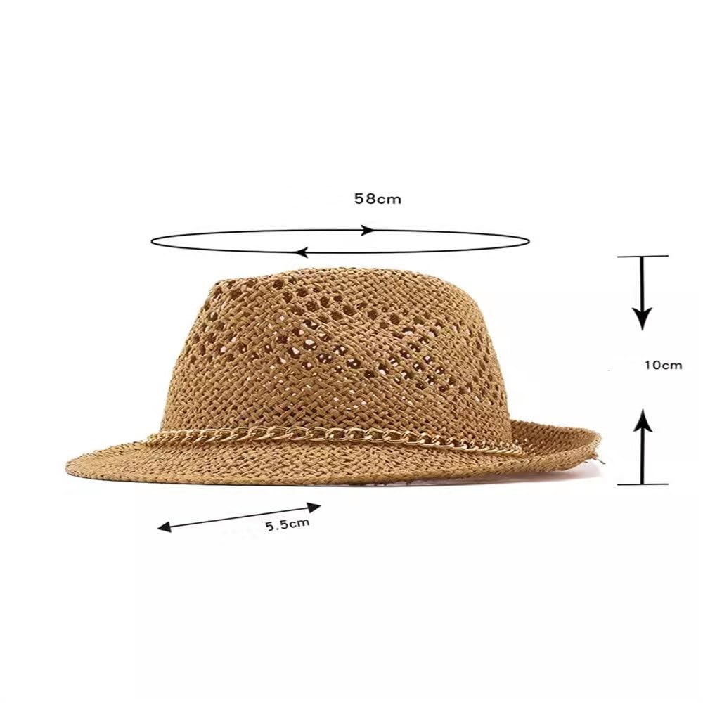 Cappello da Spiaggia in Paglia per Uomo Cappello A Bombetta da Jazz di Paglia Scavato Foto Viaggio Viaggio Estivo all'aperto